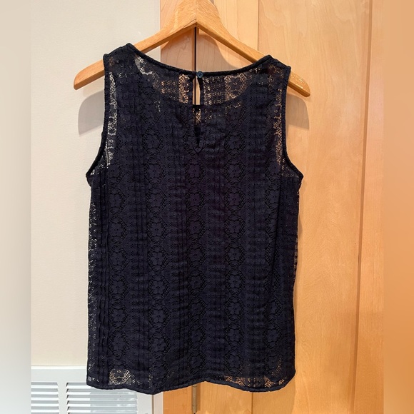 LOFT dark blue lace tank top size small - Picture 2 of 10